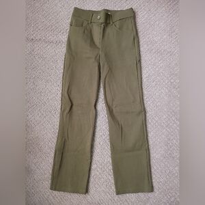 Betabrand Olive Green Straight-Leg Pull On Pants